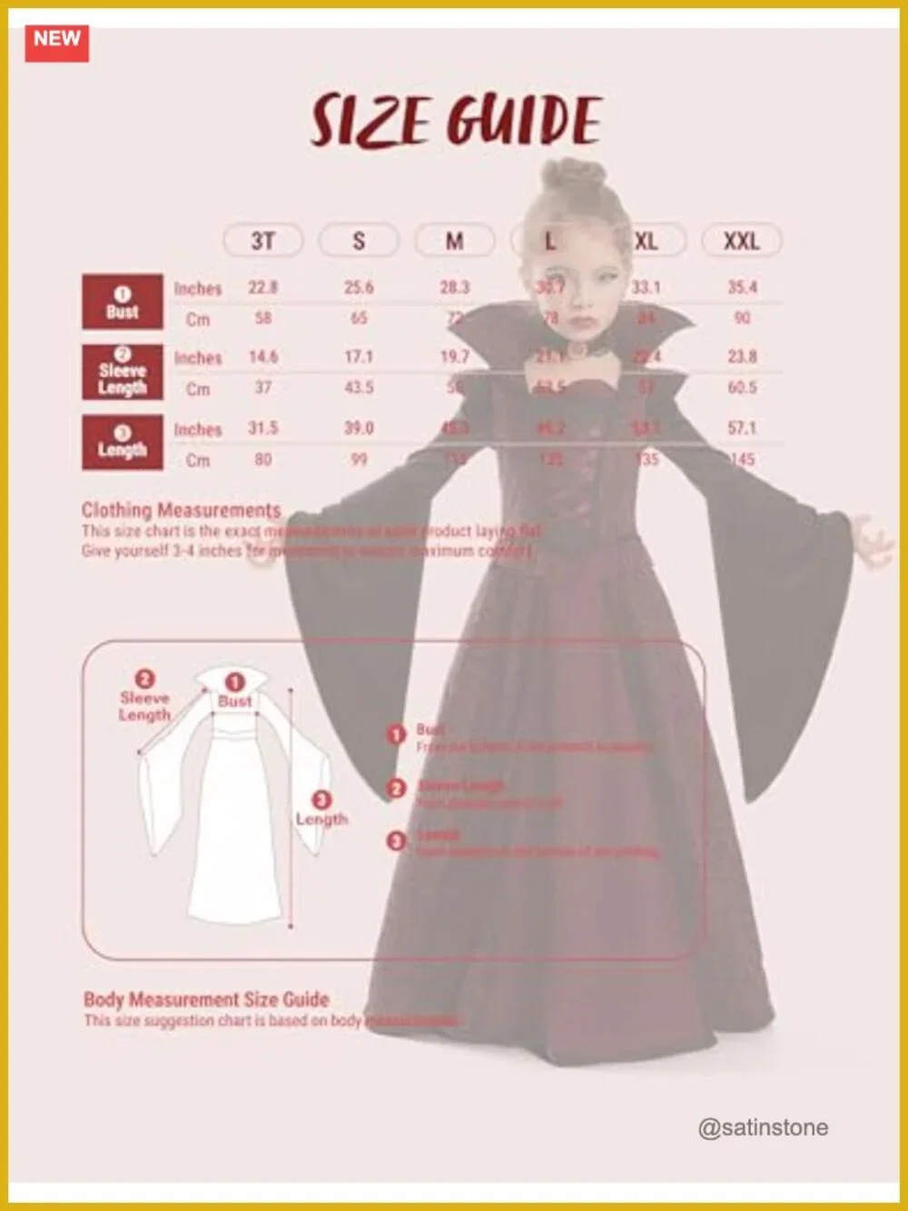 Girls Halloween Vampire Costume Dress Set Gothic Victorian Cosplay Party